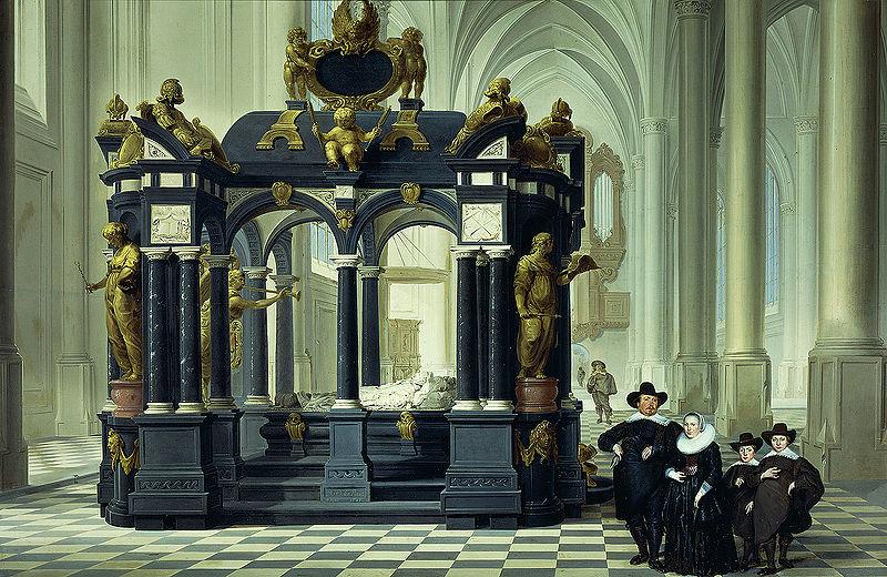 Dirk van Delen A family beside the tomb of Willem I in the Nieuwe Kerk, Delft. Germany oil painting art